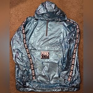 PINK Victoria's Secret Oversized Iridescent Half Zip Rain Jacket/Windbreaker